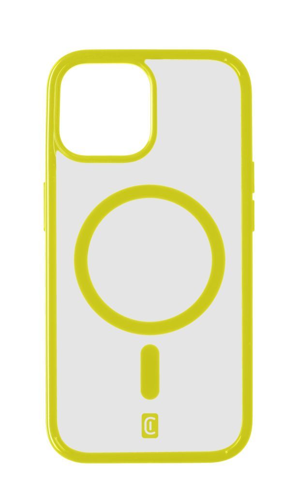 Cellularline Pop Mag Back Cover with Magsafe Support for Apple iPhone 15, Clear/Lime