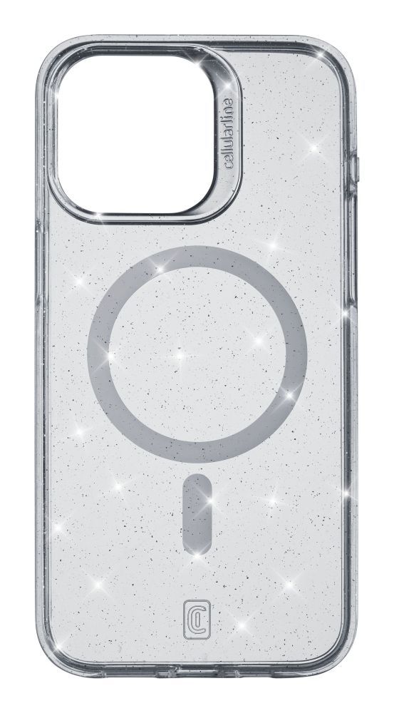 Cellularline Sparkle Mag Back Cover with Magsafe for Apple iPhone 15 Pro Max, Clear