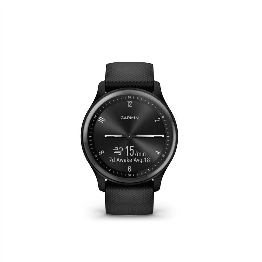 Garmin Vivomove Grey Aluminum Case with Sport Black Silicone Band