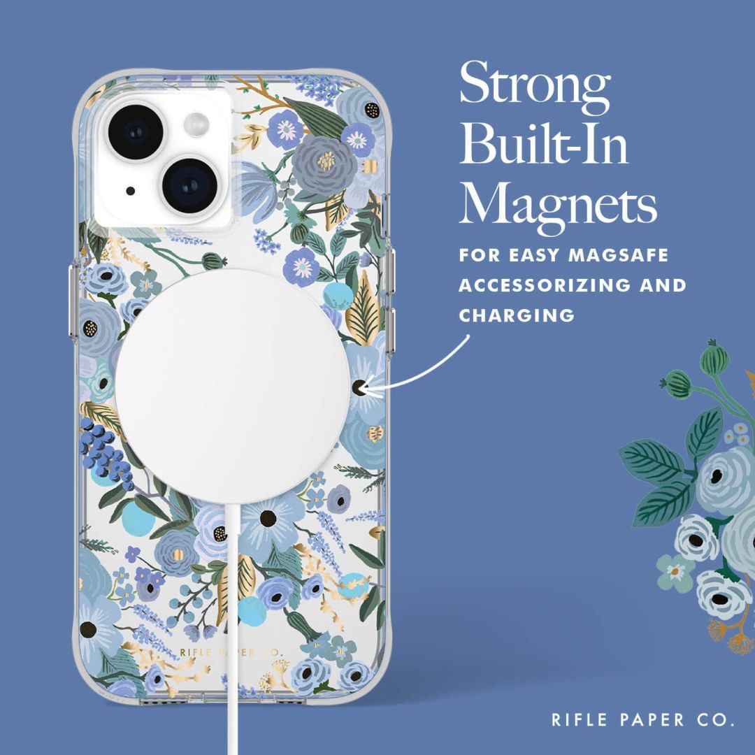 Case-Mate iPhone 15 case Rifle Party Co. Garden Party Blue MagSafe