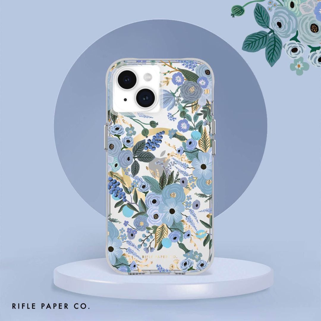 Case-Mate iPhone 15 case Rifle Party Co. Garden Party Blue MagSafe