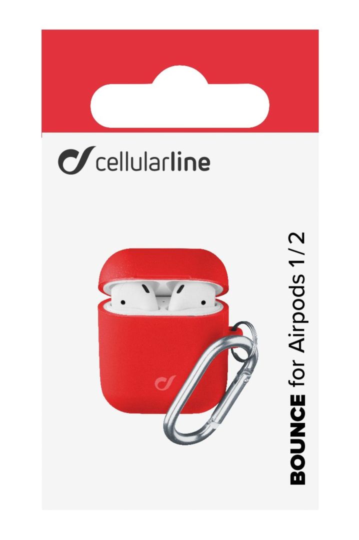 Cellularline Protective cover with carabiner Cellularline Bounce for Apple AirPods 1, 2, red