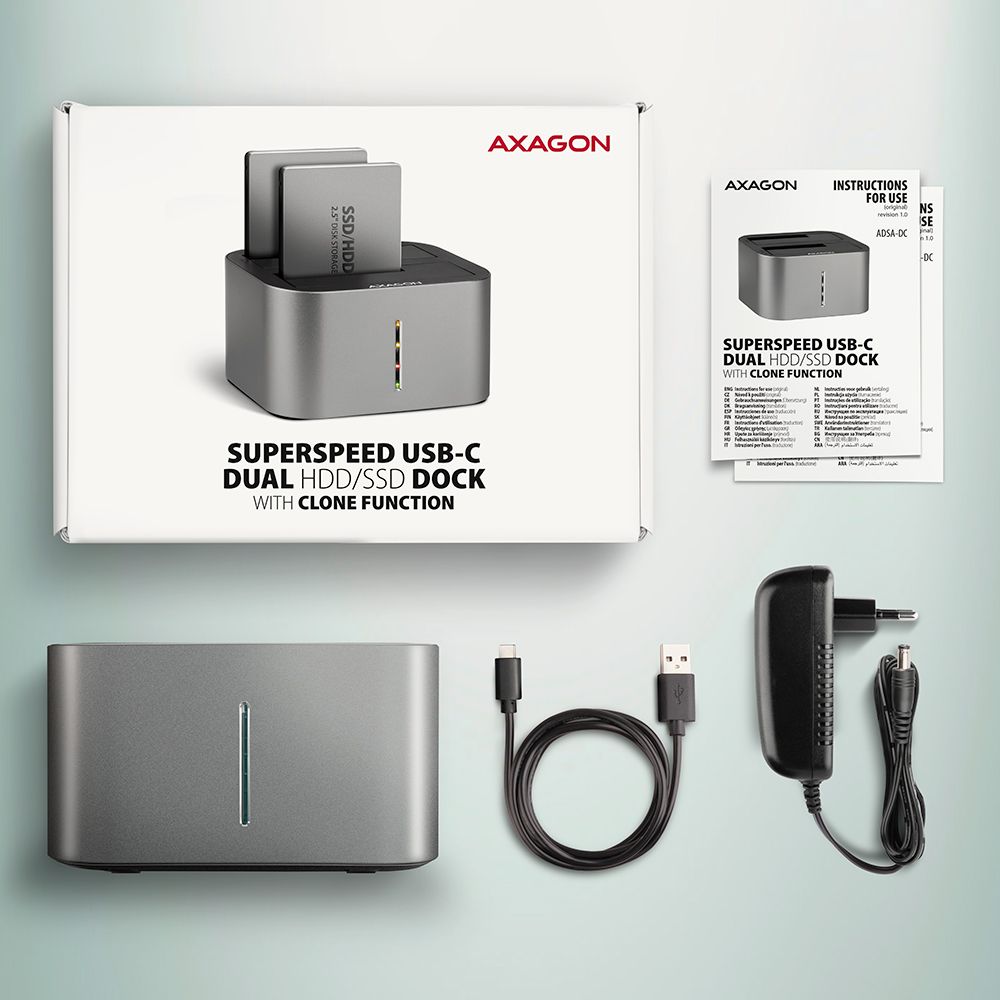 AXAGON ADSA-DC SuperSpeed USB DUAL2.5"/3.5" HDD/SSD DUAL dock