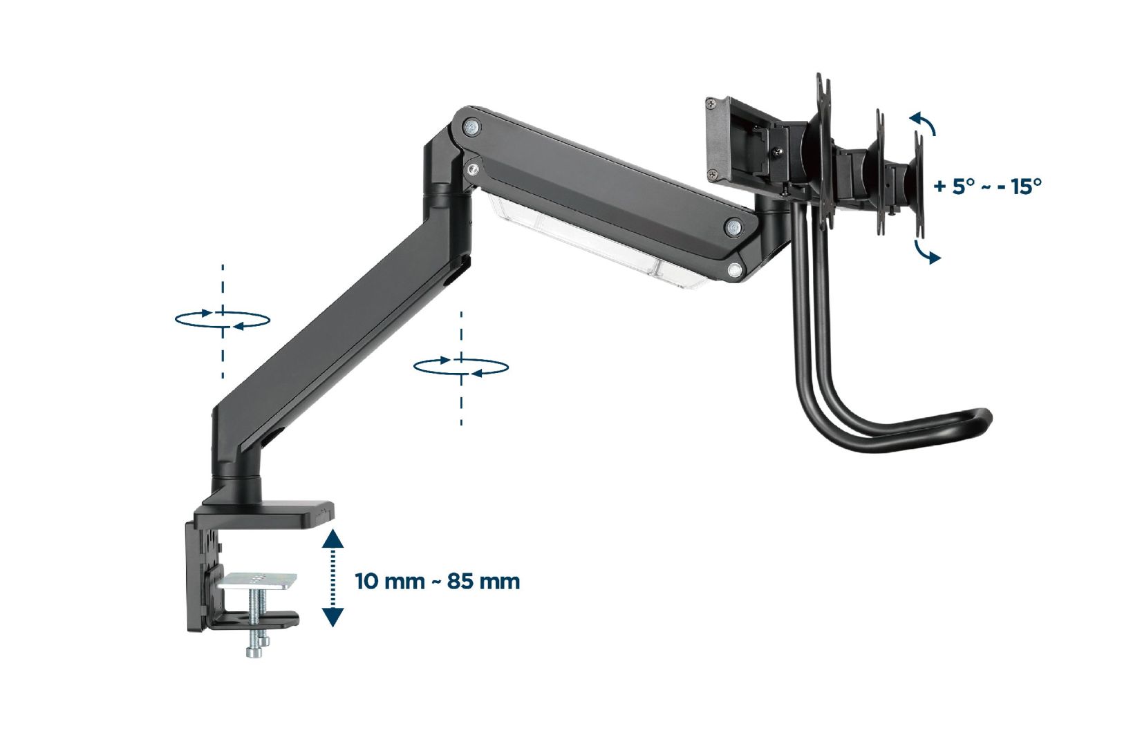 Gembird MA-DA3-03 Desk mounted adjustable monitor arm for 3 monitors 17"-27" Black