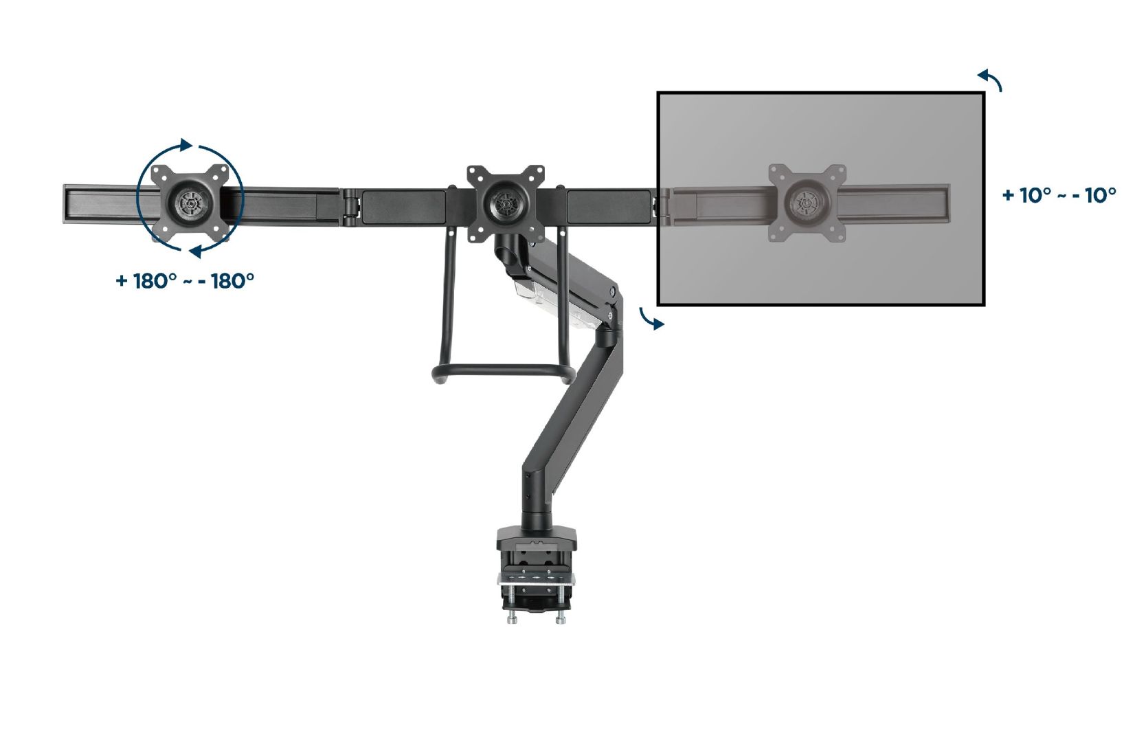 Gembird MA-DA3-03 Desk mounted adjustable monitor arm for 3 monitors 17"-27" Black