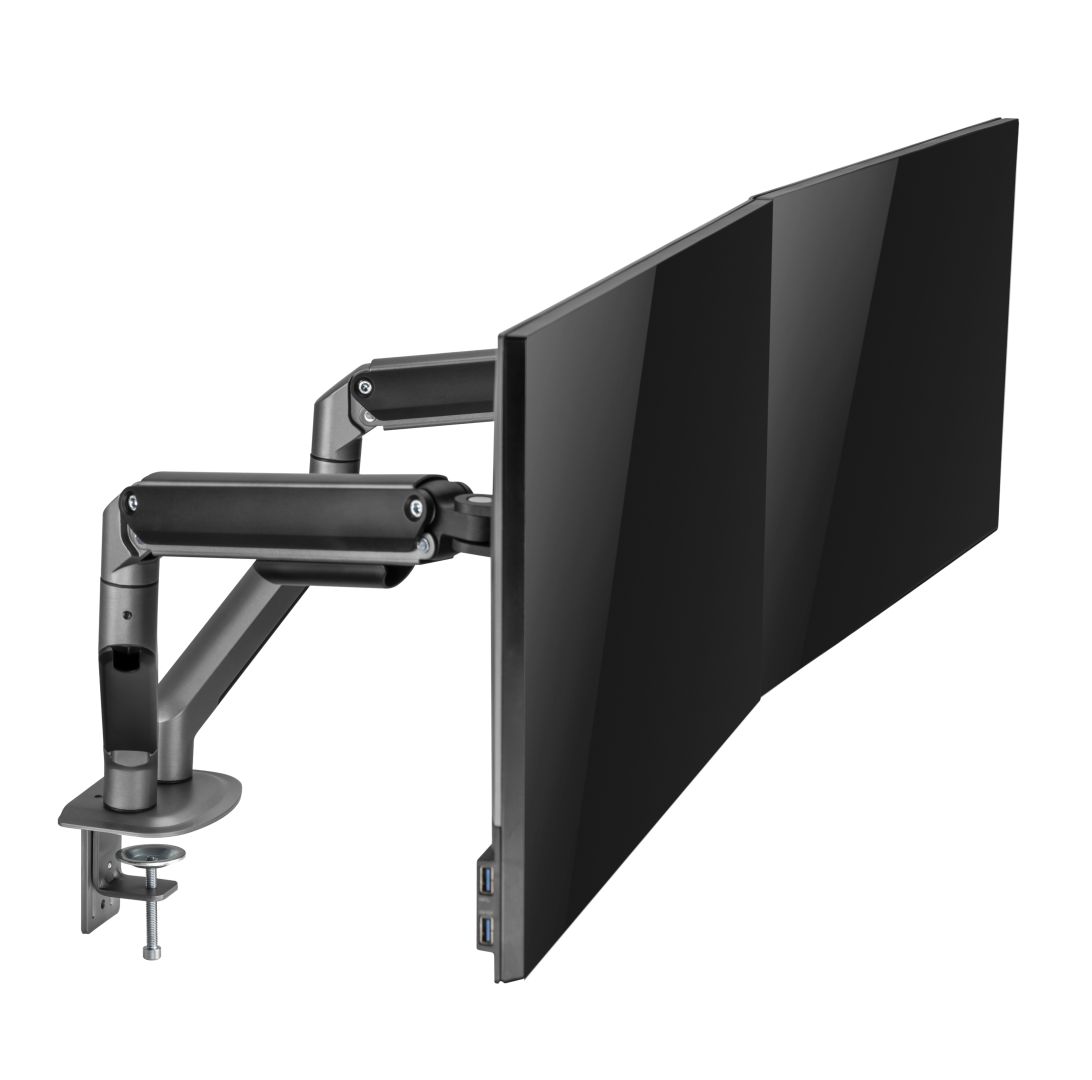 Gembird MA-DA2-05 Desk mounted adjustable double monitor arm 17"-32" Space Grey