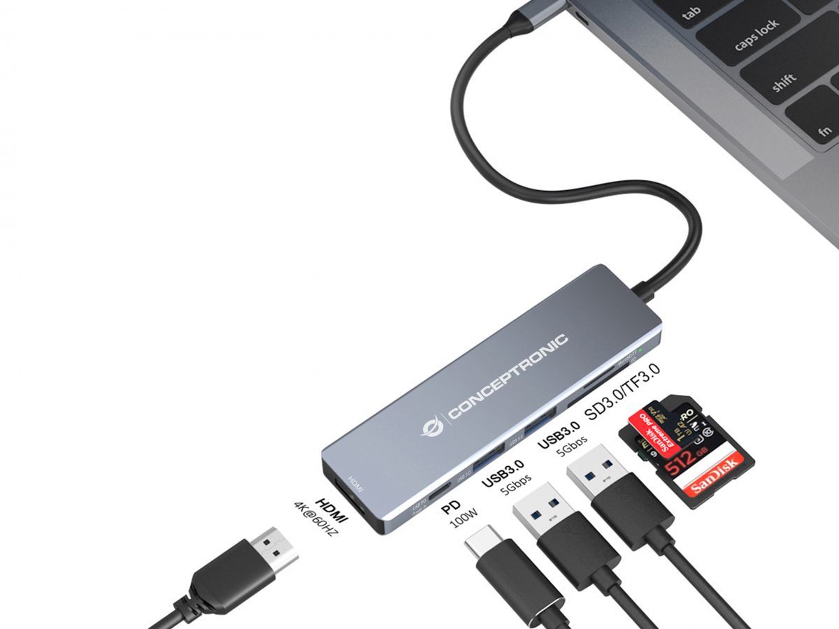 Conceptronic  DONN23G 6-in-1 USB 3.2 Gen 1 Docking Station