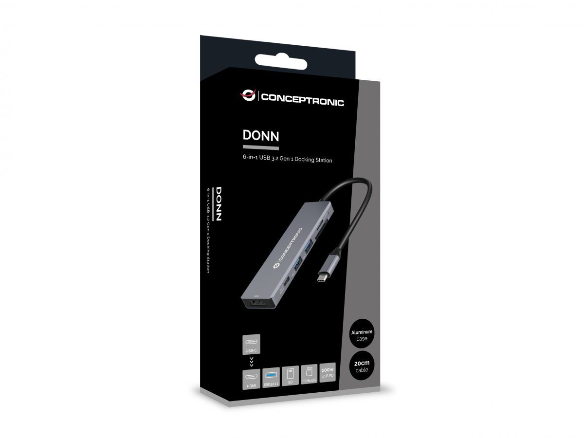 Conceptronic  DONN23G 6-in-1 USB 3.2 Gen 1 Docking Station