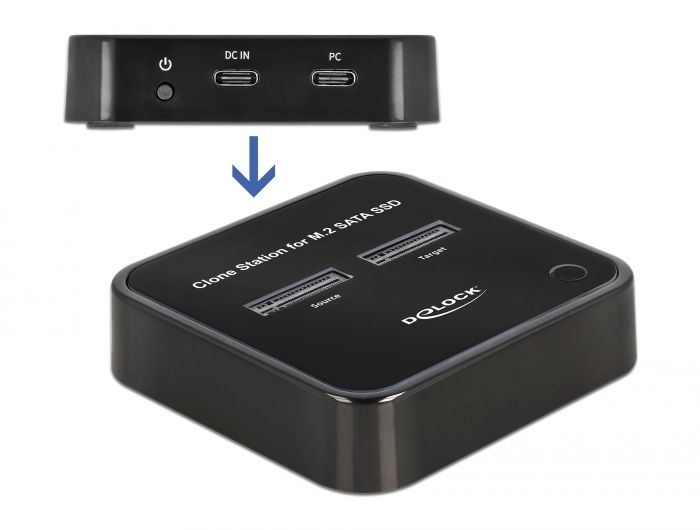 DeLock M.2 Docking Station for 2 x M.2 SATA SSD with Clone function