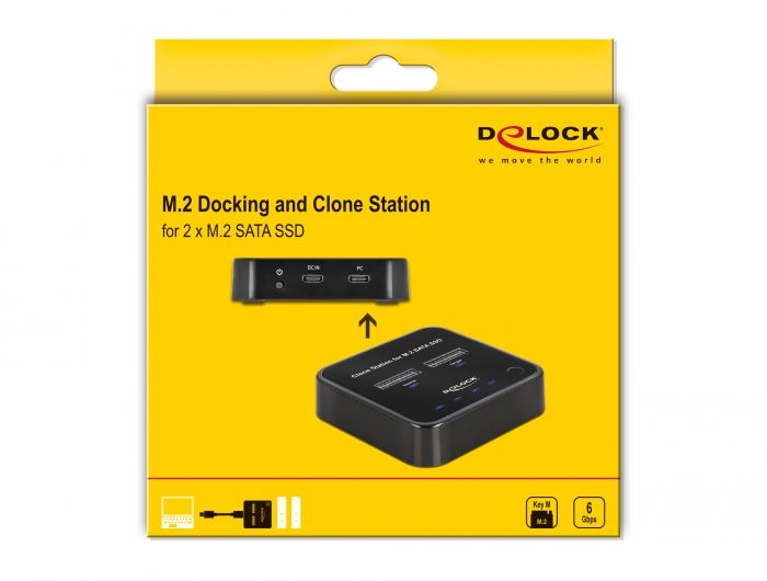 DeLock M.2 Docking Station for 2 x M.2 SATA SSD with Clone function