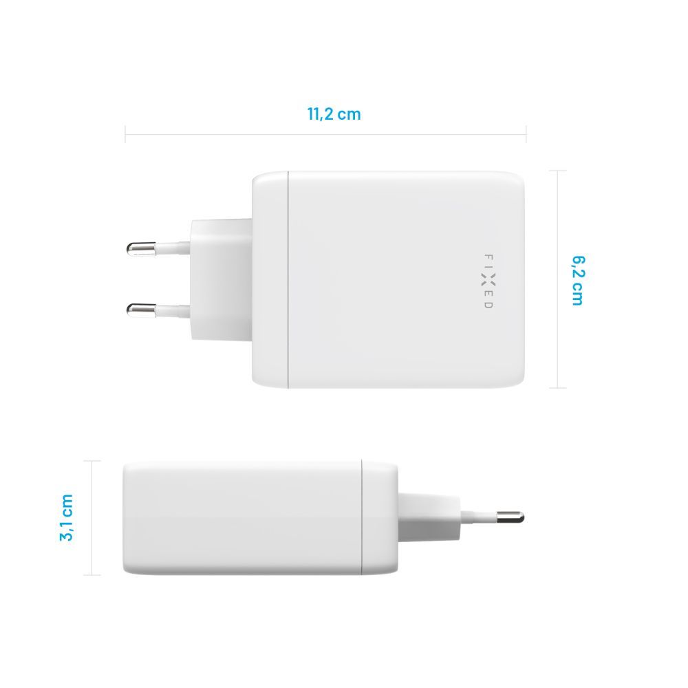 FIXED GaN 3xUSB-C/USB Travel Charger 100W White