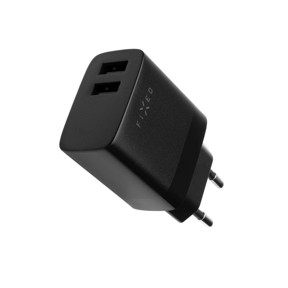 FIXED Dual USB Travel Charger 17W + USB/micro USB Cable Black