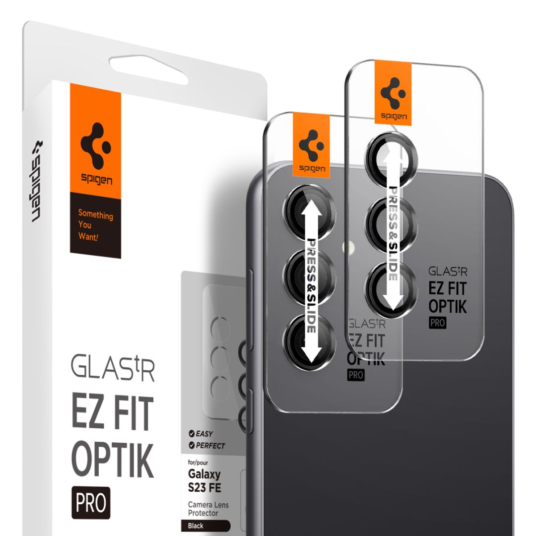 Spigen Samsung Galaxy S23 FE Glass tR EZ Fit Optik Pro Black (2 Pack)