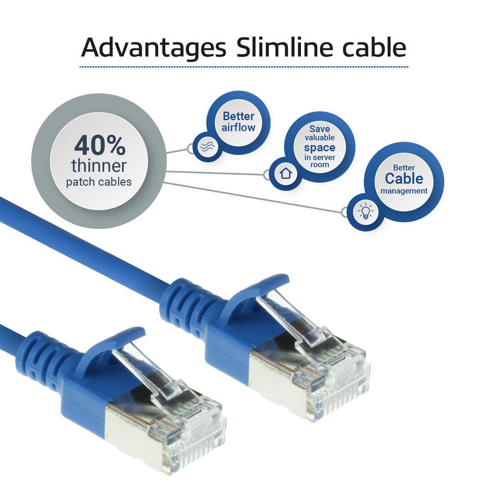 ACT CAT6A U-FTP Patch Cable 0,15m Blue