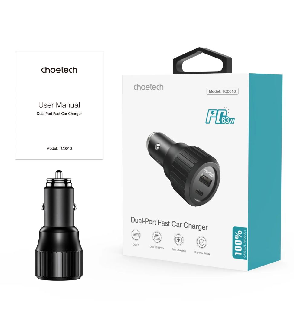 Choetech  TC0010 63W Car Charger Black