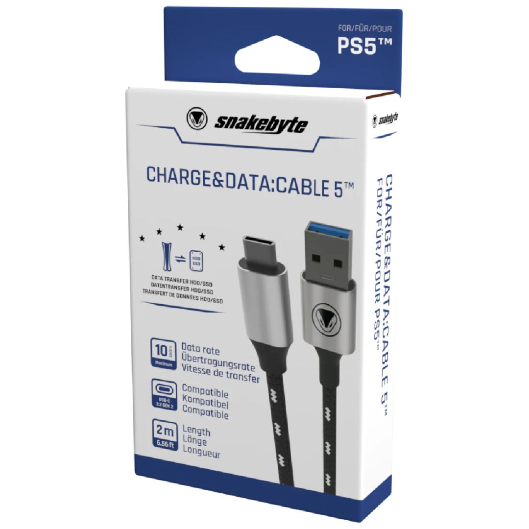 snakebyte USB Charge and Data Cable 5 for PS5 Black/White