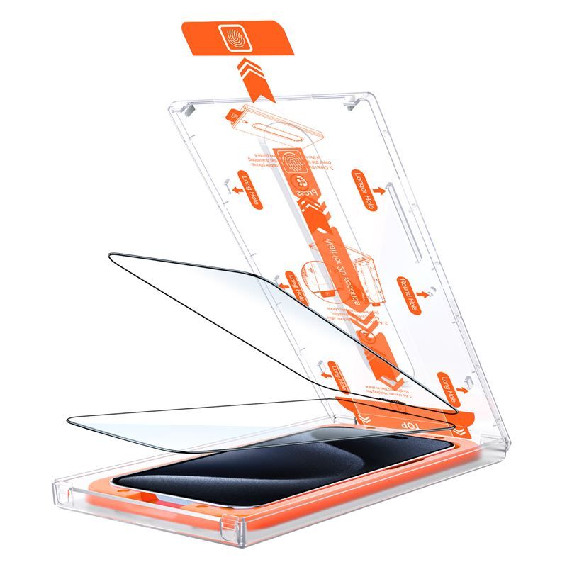 Mobile Origin Orange Screen Guard iPhone 15 Pro with easy applicator, 2 pack