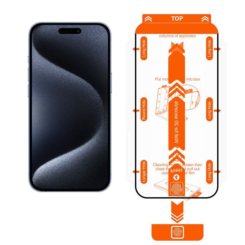 Mobile Origin Orange Screen Guard iPhone 15 Pro with easy applicator, 2 pack