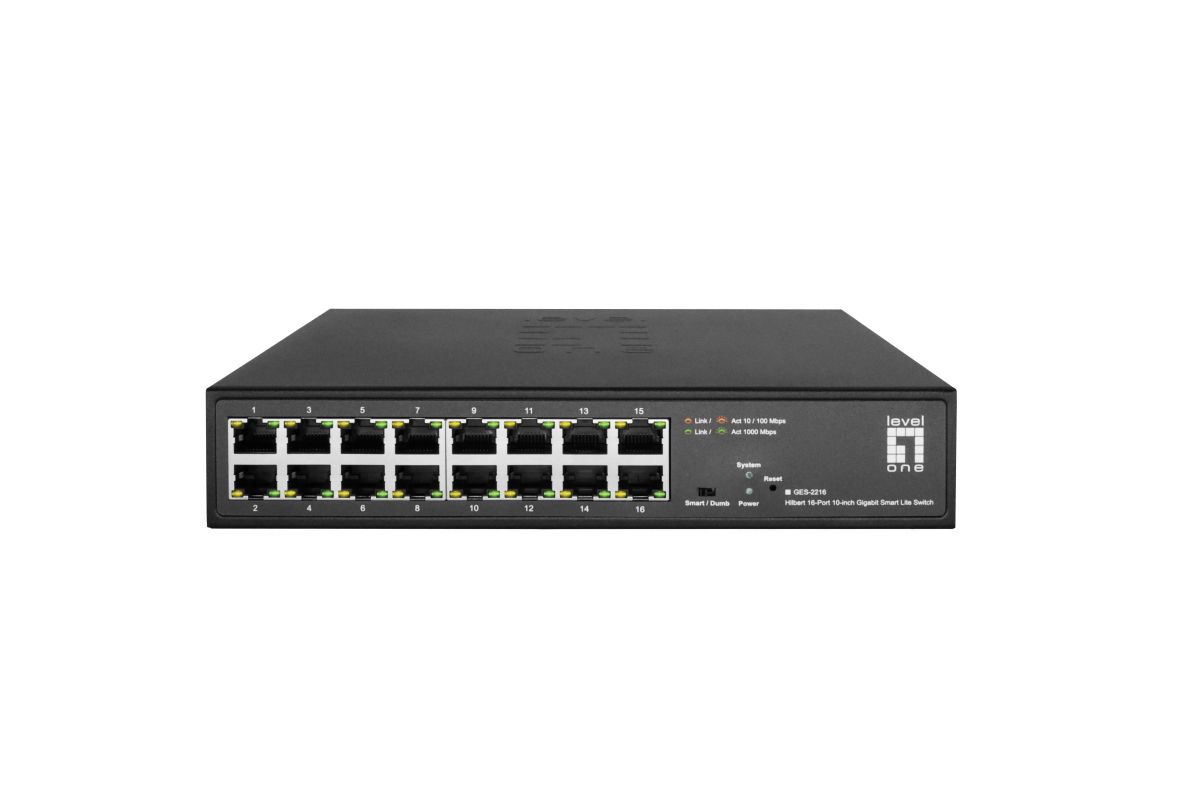 LevelOne GES-2216 Hilbert 16-Port 10-inch Gigabit Smart Lite Switch