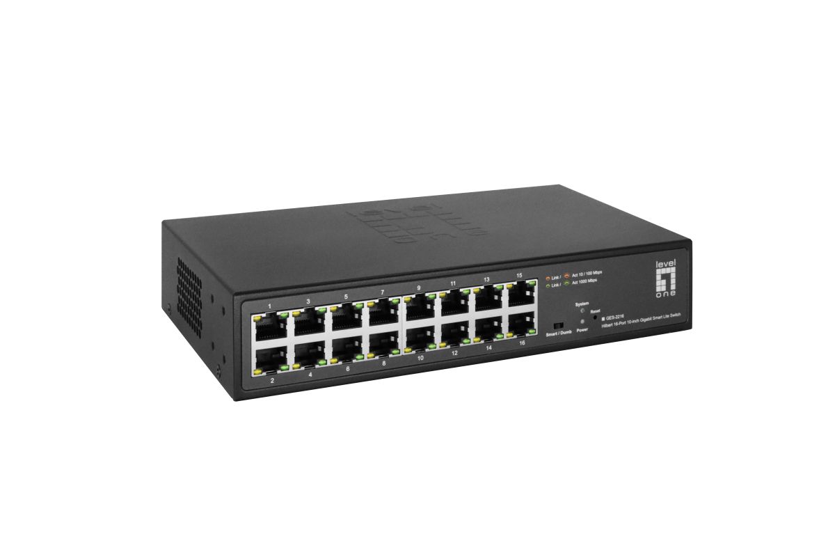 LevelOne GES-2216 Hilbert 16-Port 10-inch Gigabit Smart Lite Switch