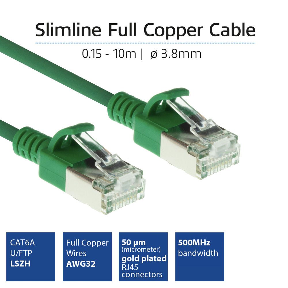 ACT CAT6A U-FTP Patch Cable 0,5m Green