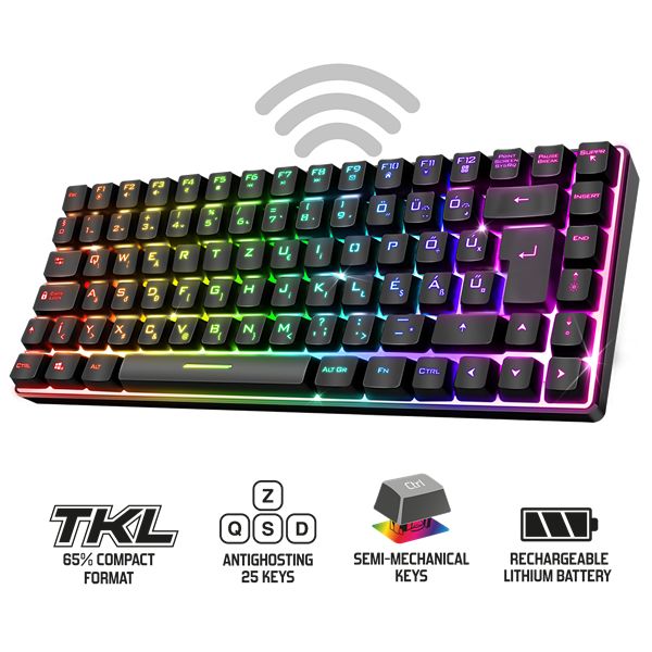 Spirit Of Gamer Elite K70 Wireless Bluetooth Semi-Mechanical Keyboard Black HU