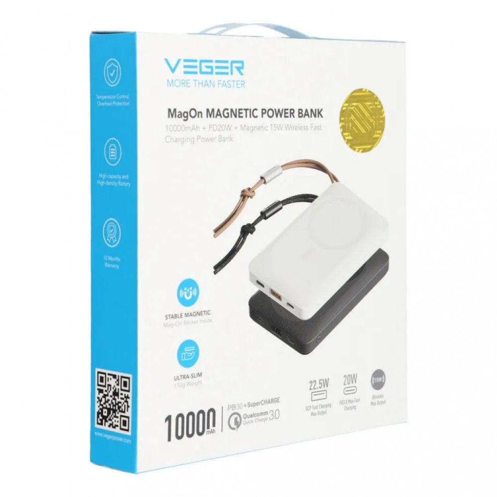 Veger W1151 MagOn 10000mAh PowerBank White