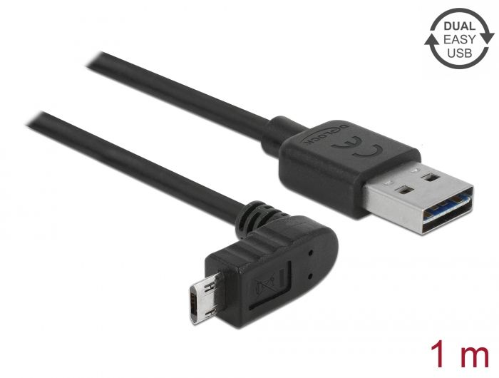 DeLock USB-A to microUSB male/male cable 1m Black