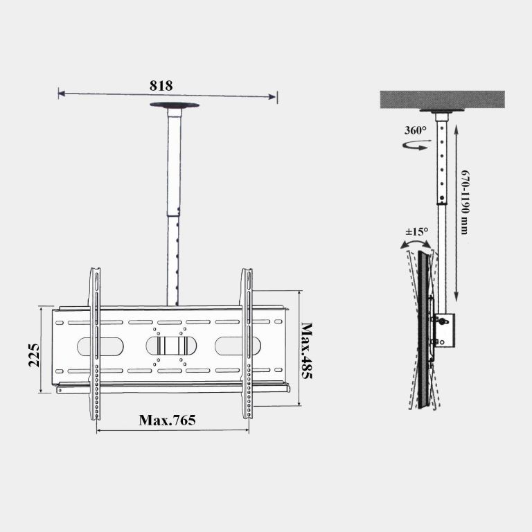 Harmantrade CM202 Ceiling Mount 37"-65" Black