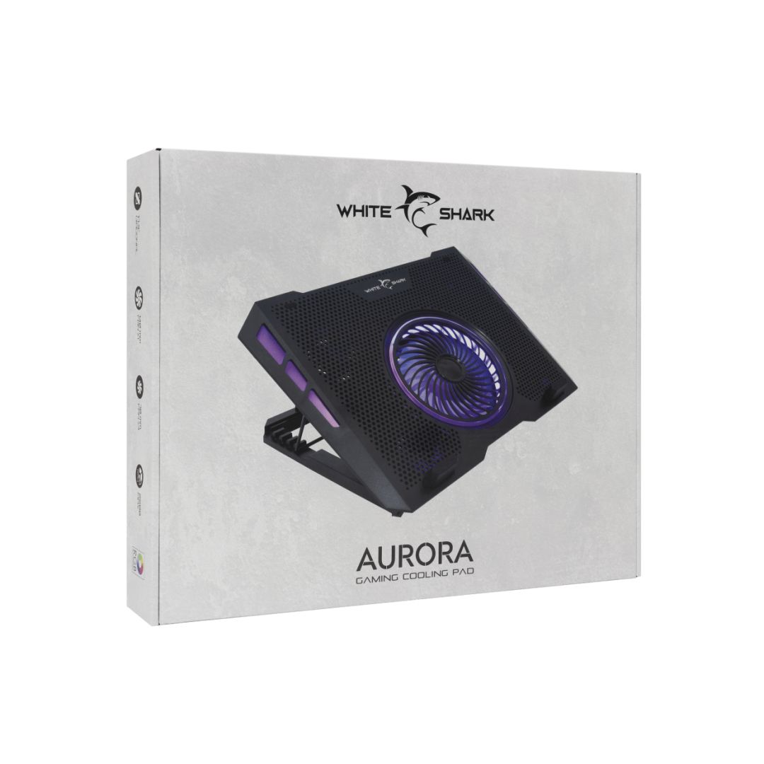 White Shark Aurora 5-Fan Laptop Cooling Pad Black