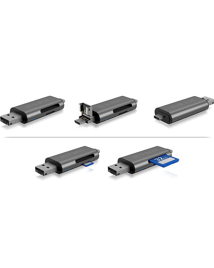 Raidsonic Adapter IcyBox ext. Kartenleser USB/microUSB/USB-C &gt; SD/mSD retail