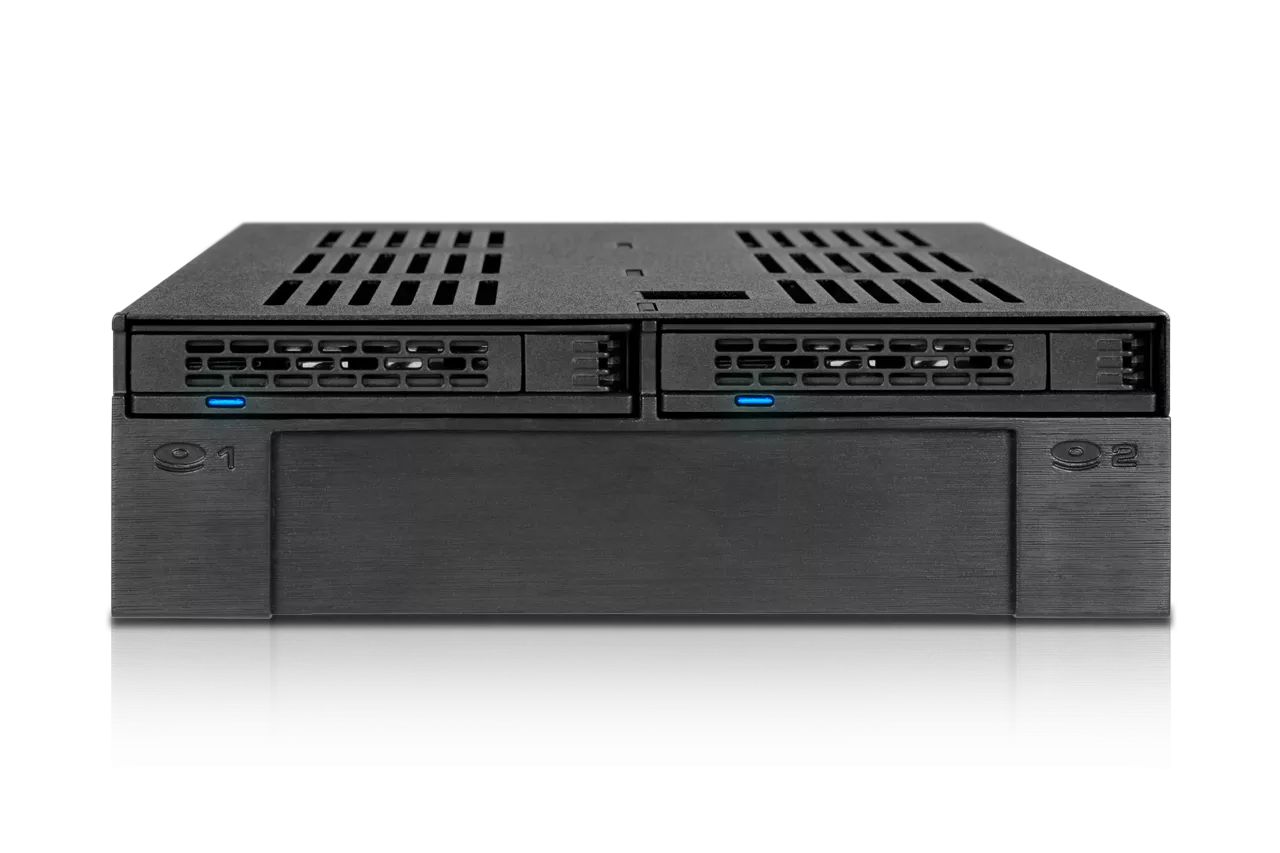 IcyDock ExpressCage MB322SP-B 2x2.5" SAS/SATA HDD/SSD Mobile Rack +3.5" Slot for External 5.25" Bay