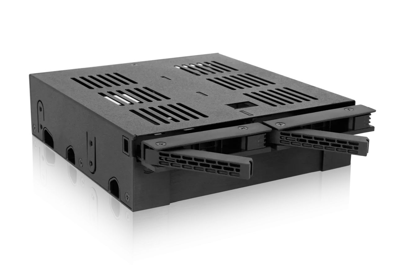 IcyDock ExpressCage MB322SP-B 2x2.5" SAS/SATA HDD/SSD Mobile Rack +3.5" Slot for External 5.25" Bay