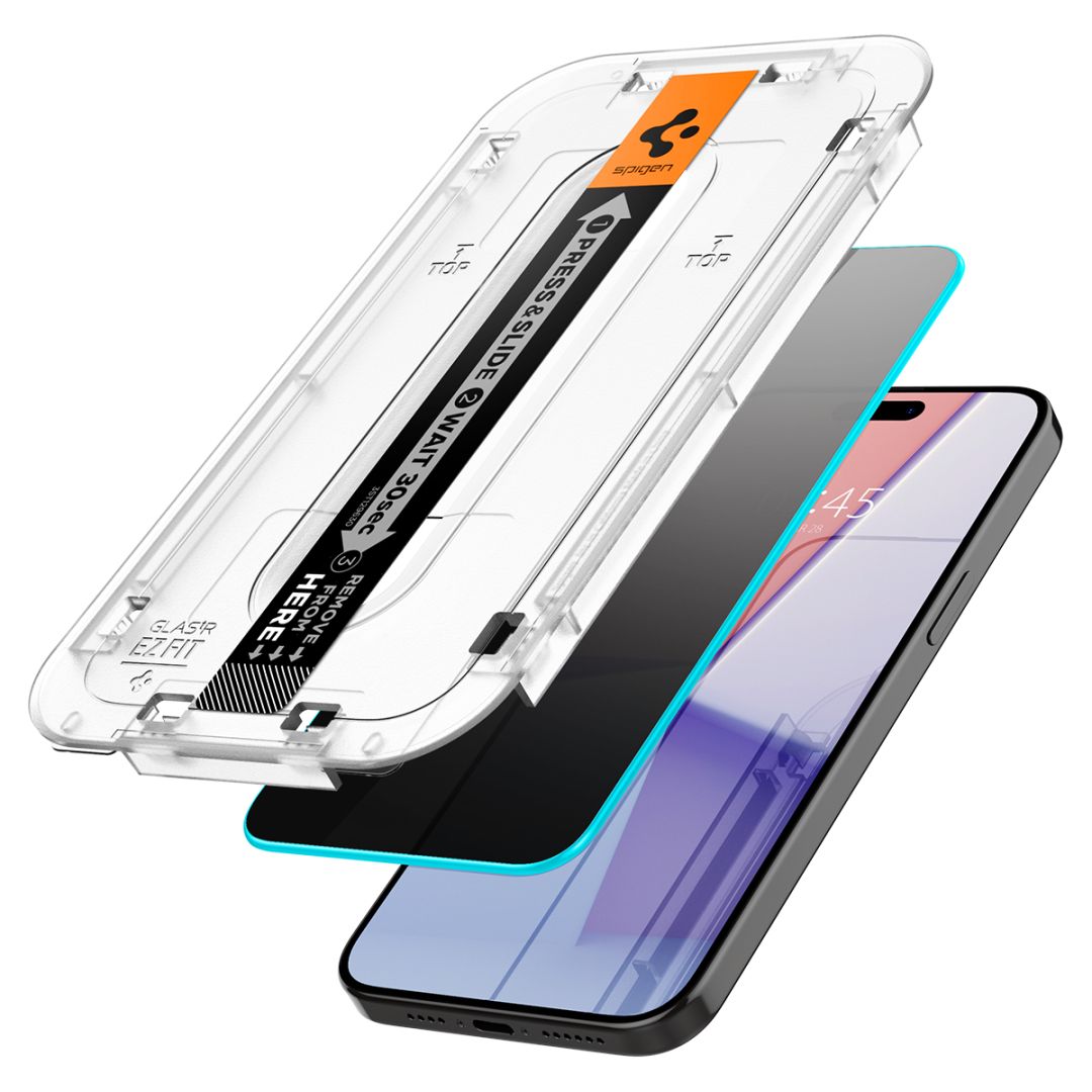 Spigen iPhone 15 Pro Max Screen Protector EZ FIT GLAS.tR Privacy Transparency (2 Pack)