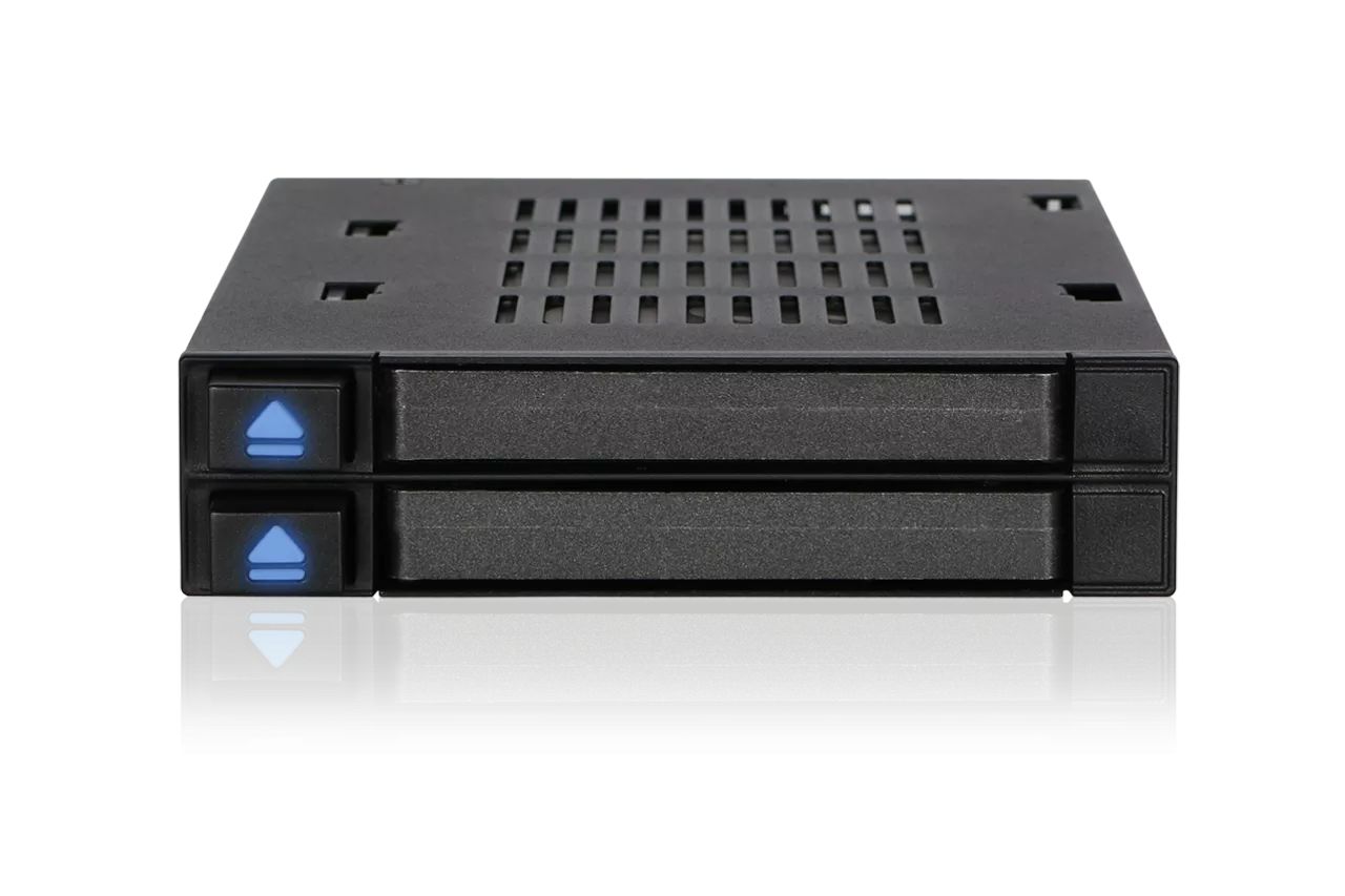 IcyDock flexiDOCK MB522SP-B Dual 2.5” SSD Dock Trayless Hot-Swap SATA / SAS Mobile Rack for Ext 3.5” Bay