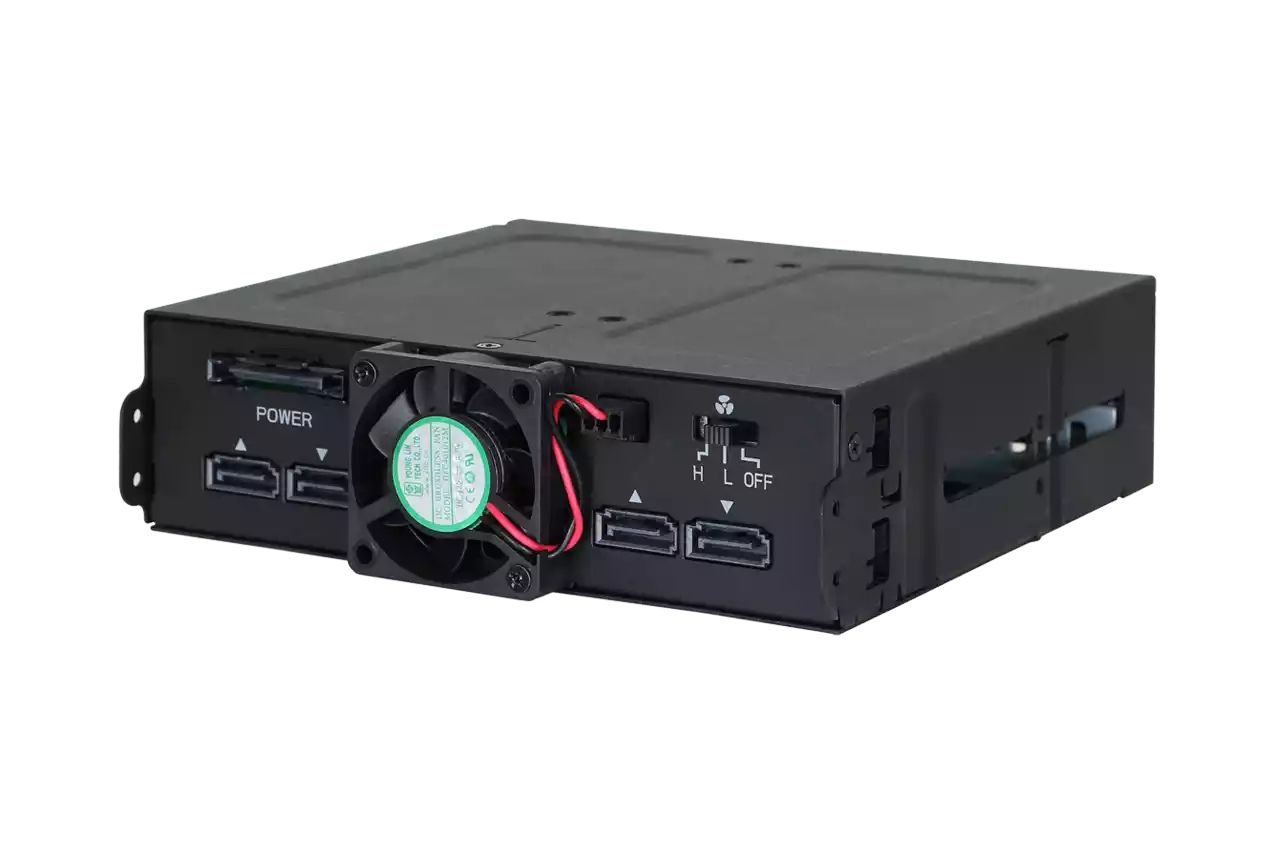 IcyDock ToughArmor MB607SP-B Rugged 4 x 2.5" SAS/SATA HDD/SSD Mobile Rack Enclosure for 5.25" Bay (With Fan Control)