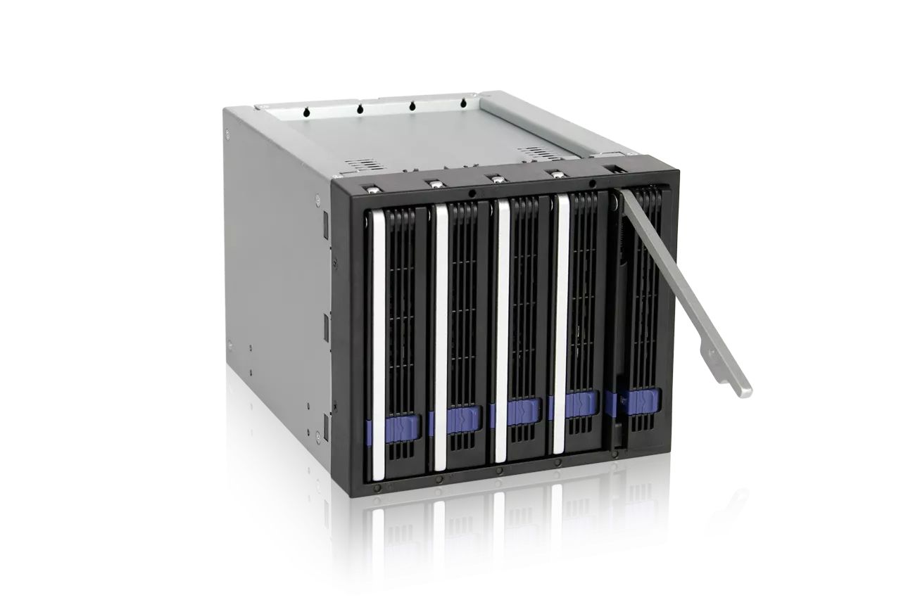 IcyDock FatCage MB155SP-B 5 Bay EZ-Tray 3.5" SATA Hard Drive Hot-Swap Backplane Cage in 3x External 5.25" Bay