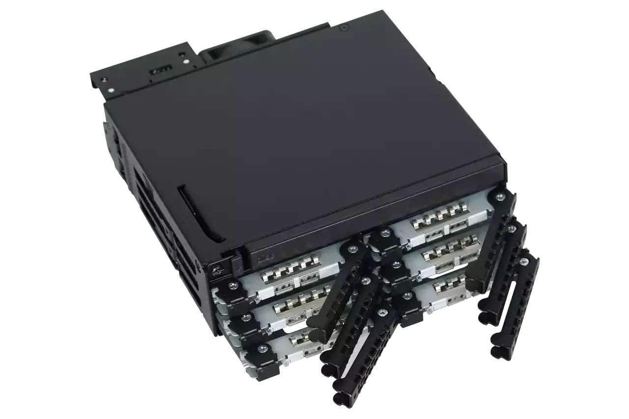 IcyDock ToughArmor MB606SPO-B 6 x 2.5" SAS/SATA SSD/HDD & Ultra Slim ODD Backplane Cage for External 5.25" Bay