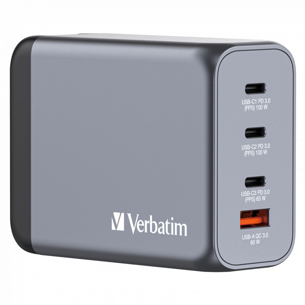 Verbatim 200W 4-Port GaN Wall Charger Grey