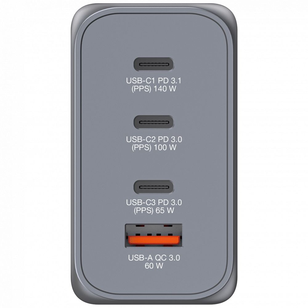 Verbatim 240W 4-Port GaN Wall Charger Grey