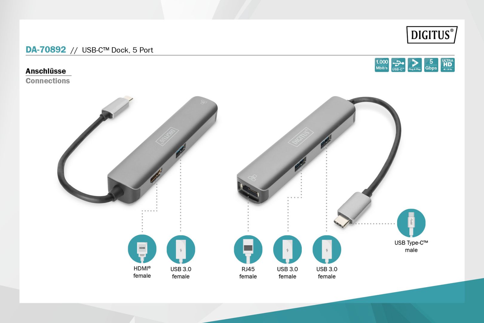 Digitus DIGITUS USB-C 5-Port Docking Station