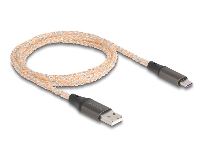 DeLock USB-A to USB-C male/male cable 1m RGB