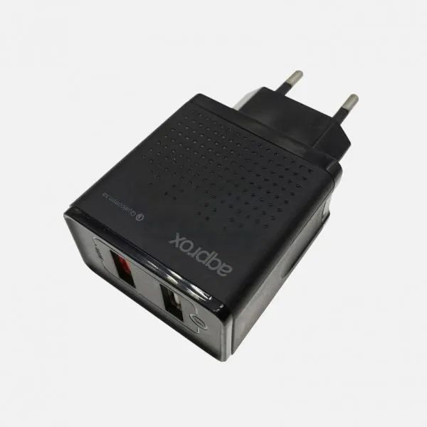 Approx APPUSBWALLQC Double USB Charger Black