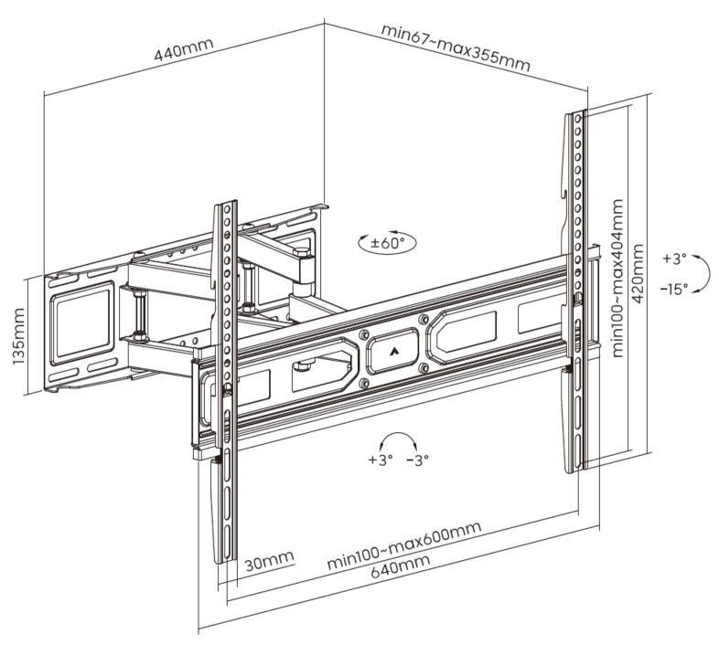 EQuip 37"-80" Full Motion TV Mount Bracket Black