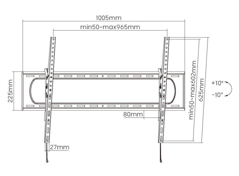 EQuip 60"-120" Heavy-Duty Tilt TV Mount Bracket Black