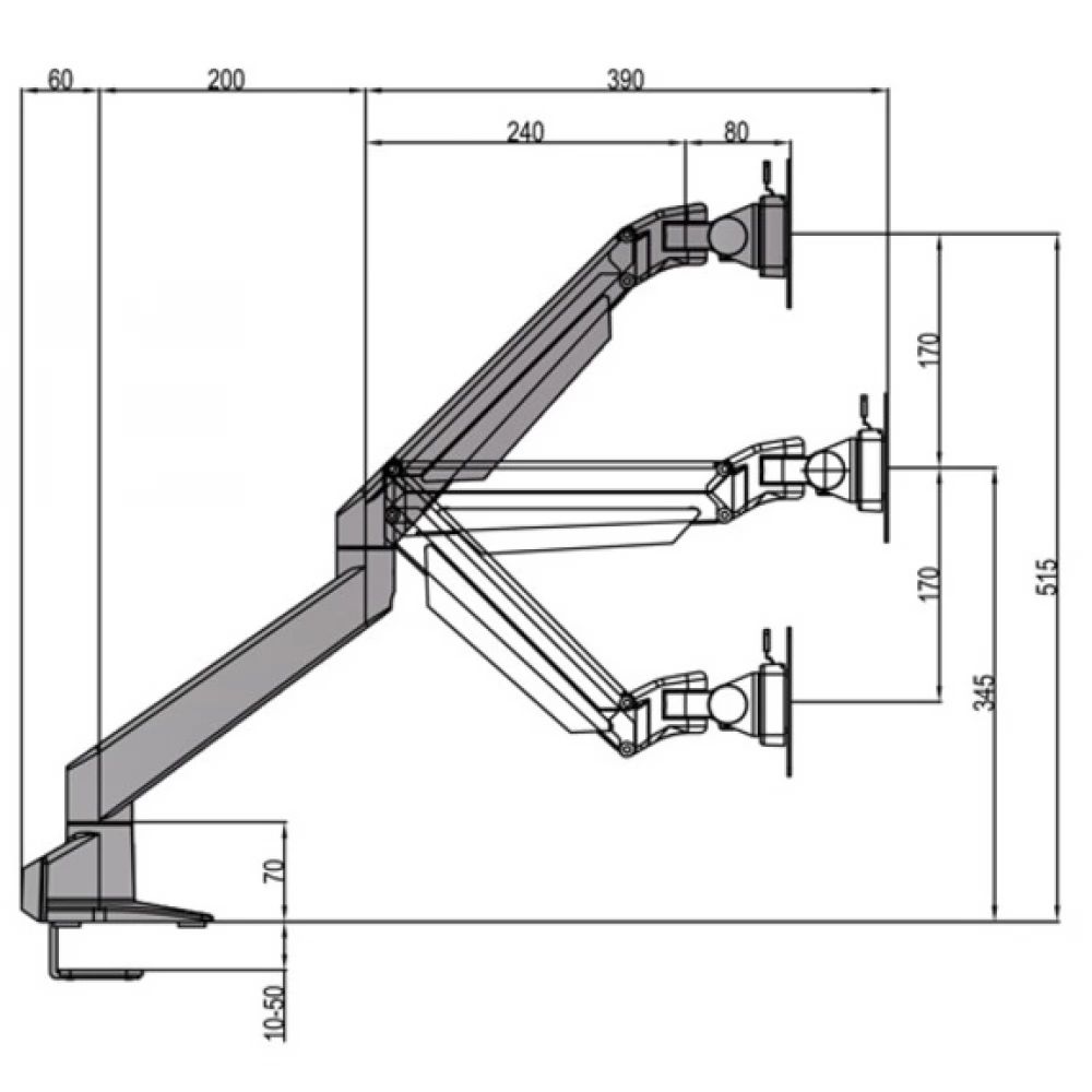 Multibrackets M VESA Gas Lift Arm Single 15"-34" Black