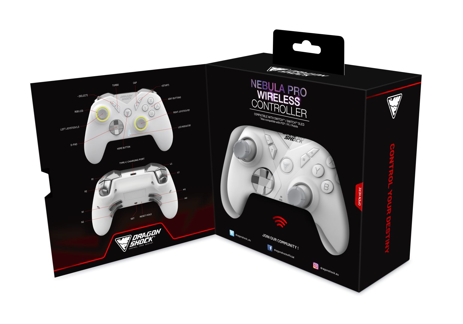 Dragonshock Nebula Pro Bluetooth Gamepad White