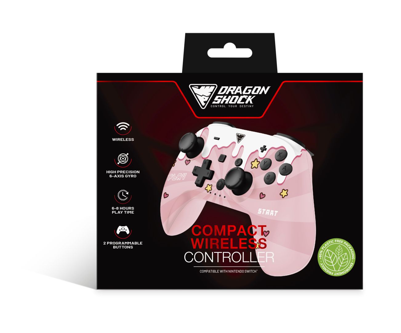 Dragonshock PopTop Compact Wireless Controller for Switch Sweet Pink