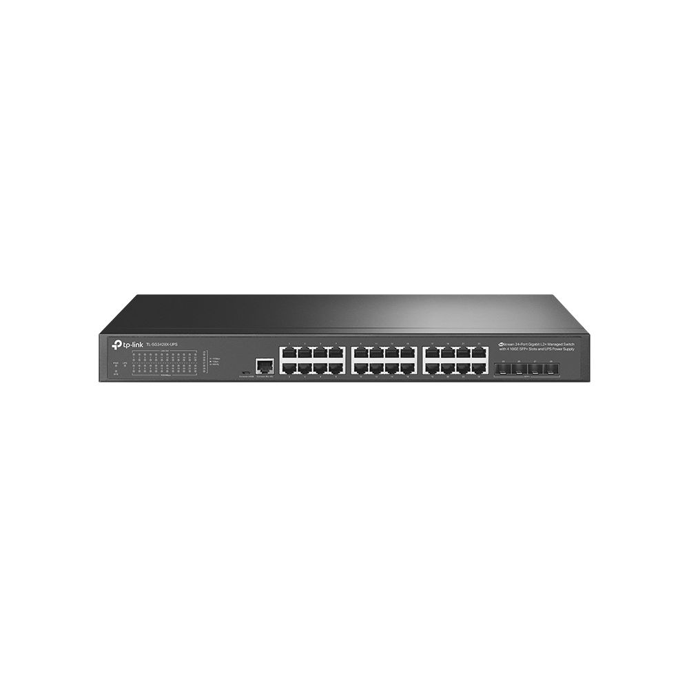 TP-Link TL-SG3428X-UPS JetStream 24-Port Gigabit L2+ Managed Switch with 4 10GE SFP+ Slots and UPS Power Supply