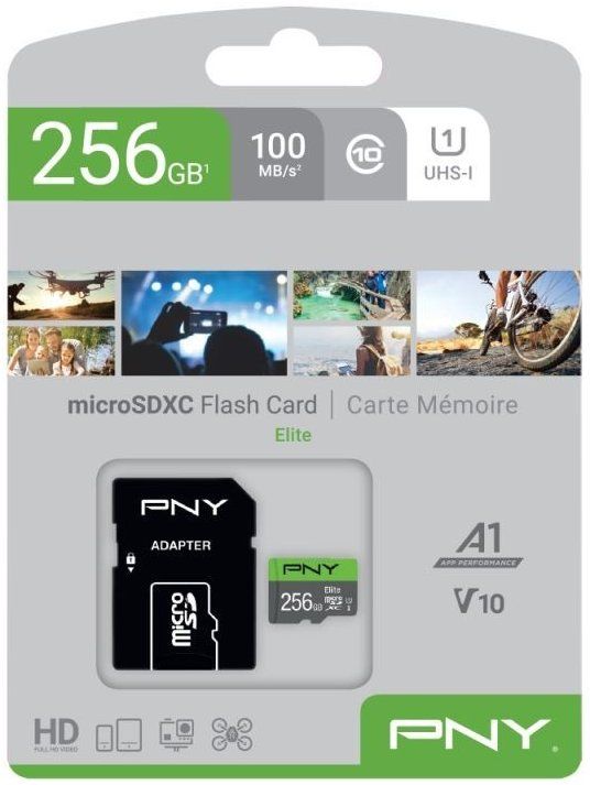 PNY 256GB microSDXC Elite Class 10 UHS-I V10 A1 + adapterrel